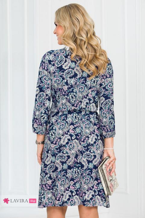 Платье «Амелия» синий/ментол/песочный/молочный