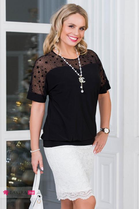 Блуза «Сердце» черный/звезды